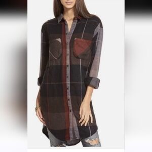 Free People Street Black and Brown Shirt Dress